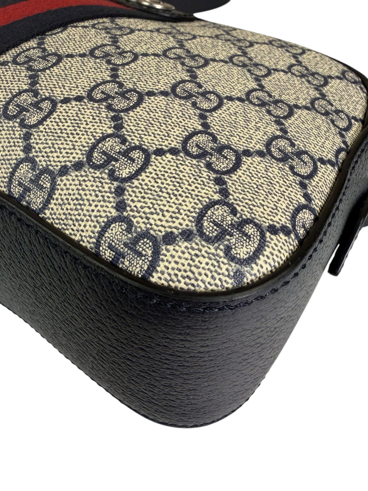 Gucci Navy/Beige Leather GG Supreme Small Ophidia Camera Bag