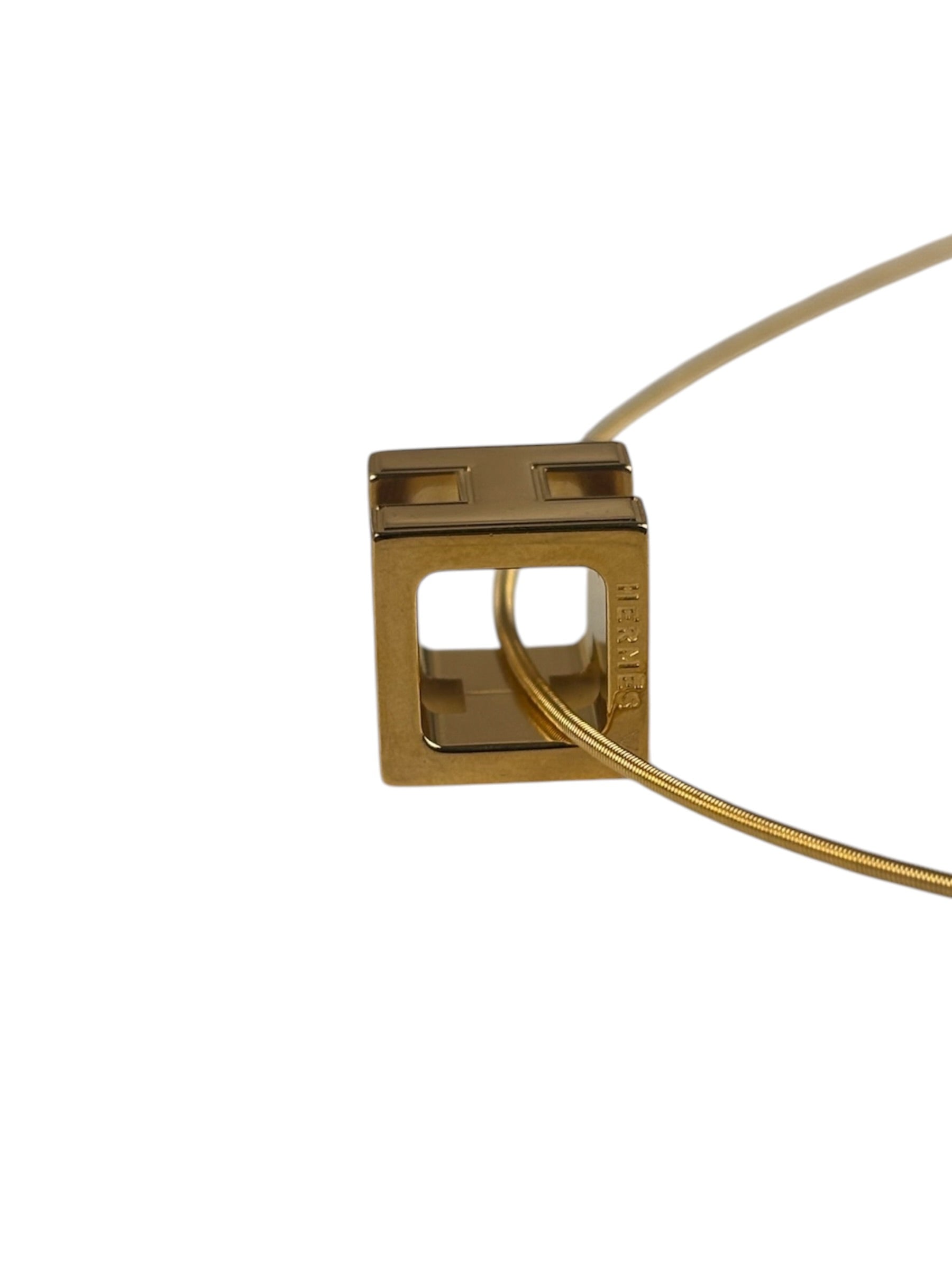 Hermes Cage d'H Gold Plated Pendant Necklace