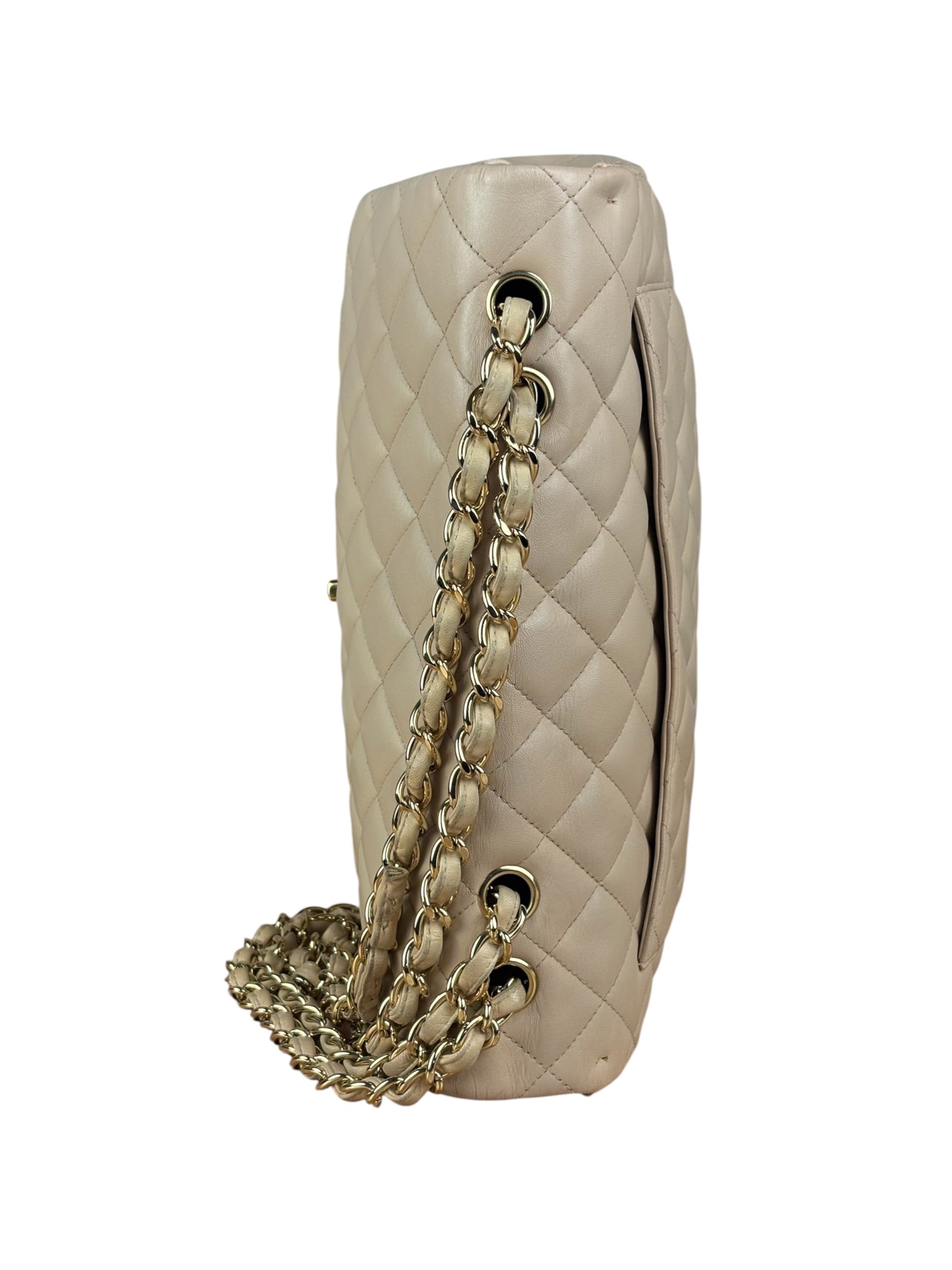 Chanel Beige Clair Jumbo Classic Flap Shoulder Bag 1990