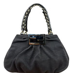 Fendi Bicolor Patent Leather Trim Mia Shoulder Bag