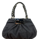Fendi Bicolor Patent Leather Trim Mia Shoulder Bag