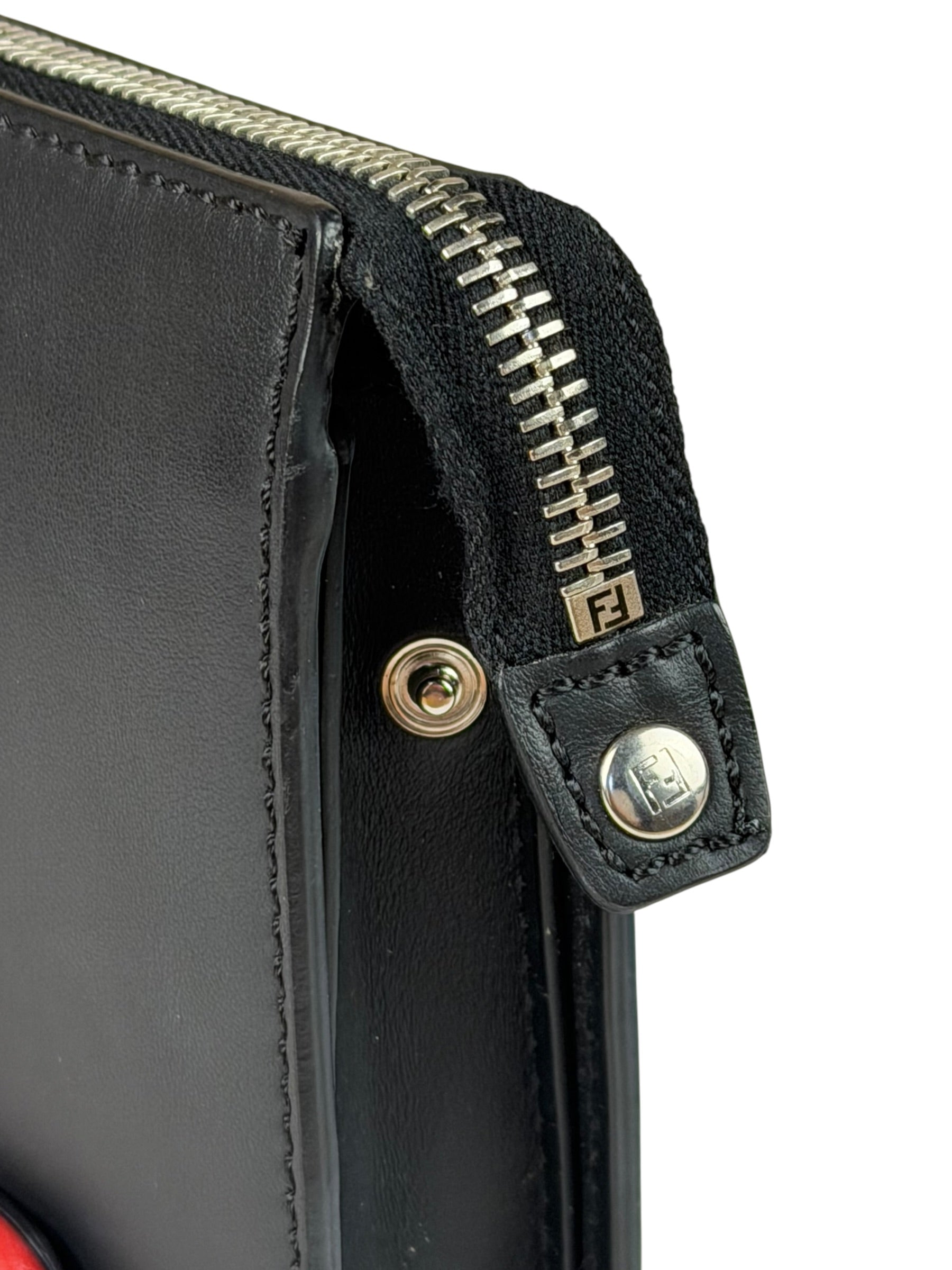 Fendi Black Leather Think Fendi Clutch