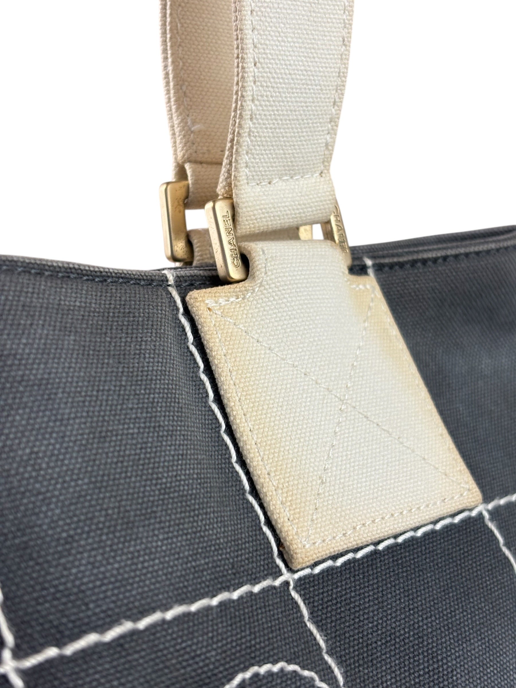 Chanel Vintage Large Square Quilt Tote Faded Black 2003