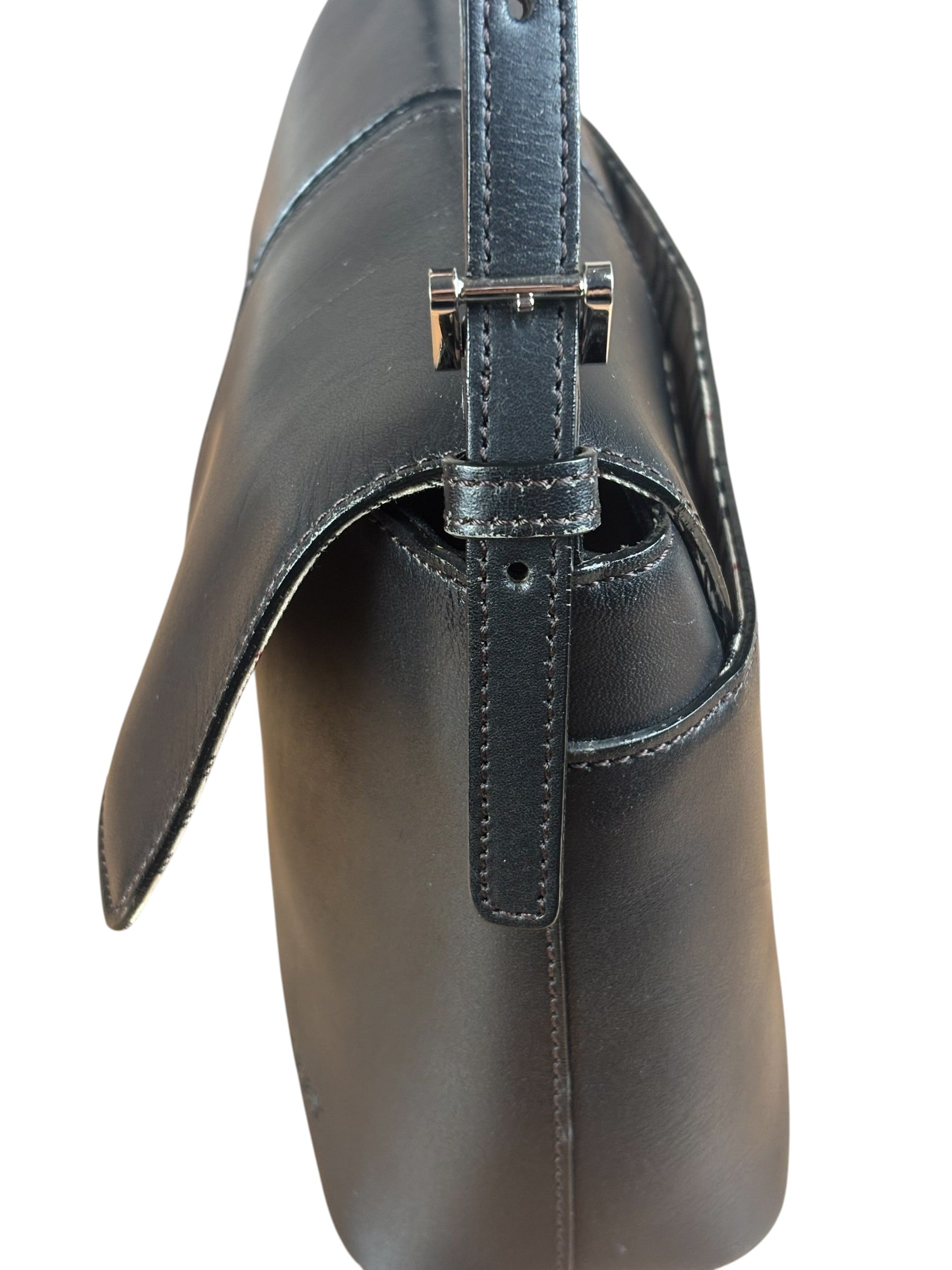 Burberry Vintage Black Leather Flap Shoulder Bag