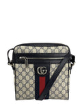 Gucci Navy Leather GG Supreme Ophidia Small Messenger Bag