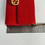 Gucci Red Leather GG Wallet on Chain Bag