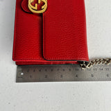 Gucci Red Leather GG Wallet on Chain Bag