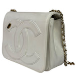 Chanel White Leather CC Mania Flap Bag 2019