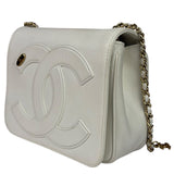 Chanel White Leather CC Mania Flap Bag 2019