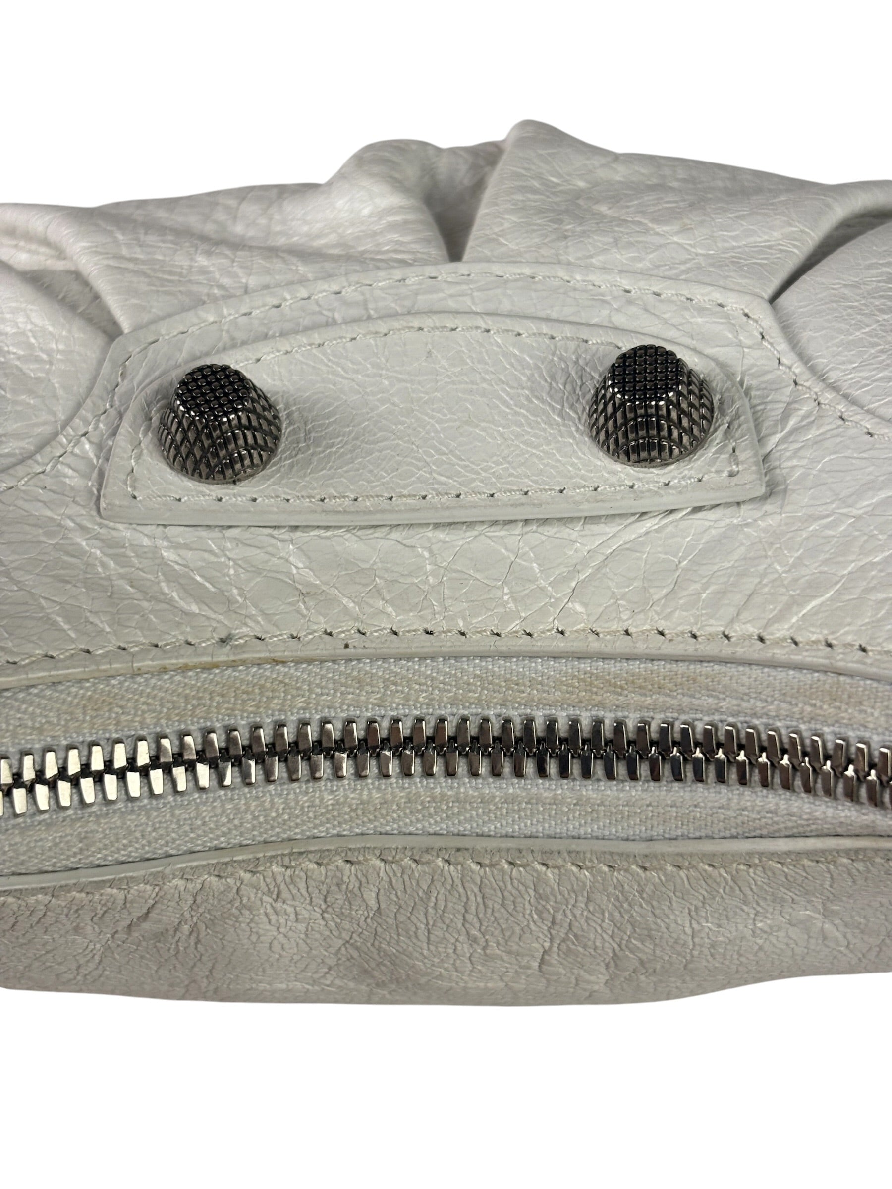 Balenciaga White Lambskin Le Cagole Shoulder Bag