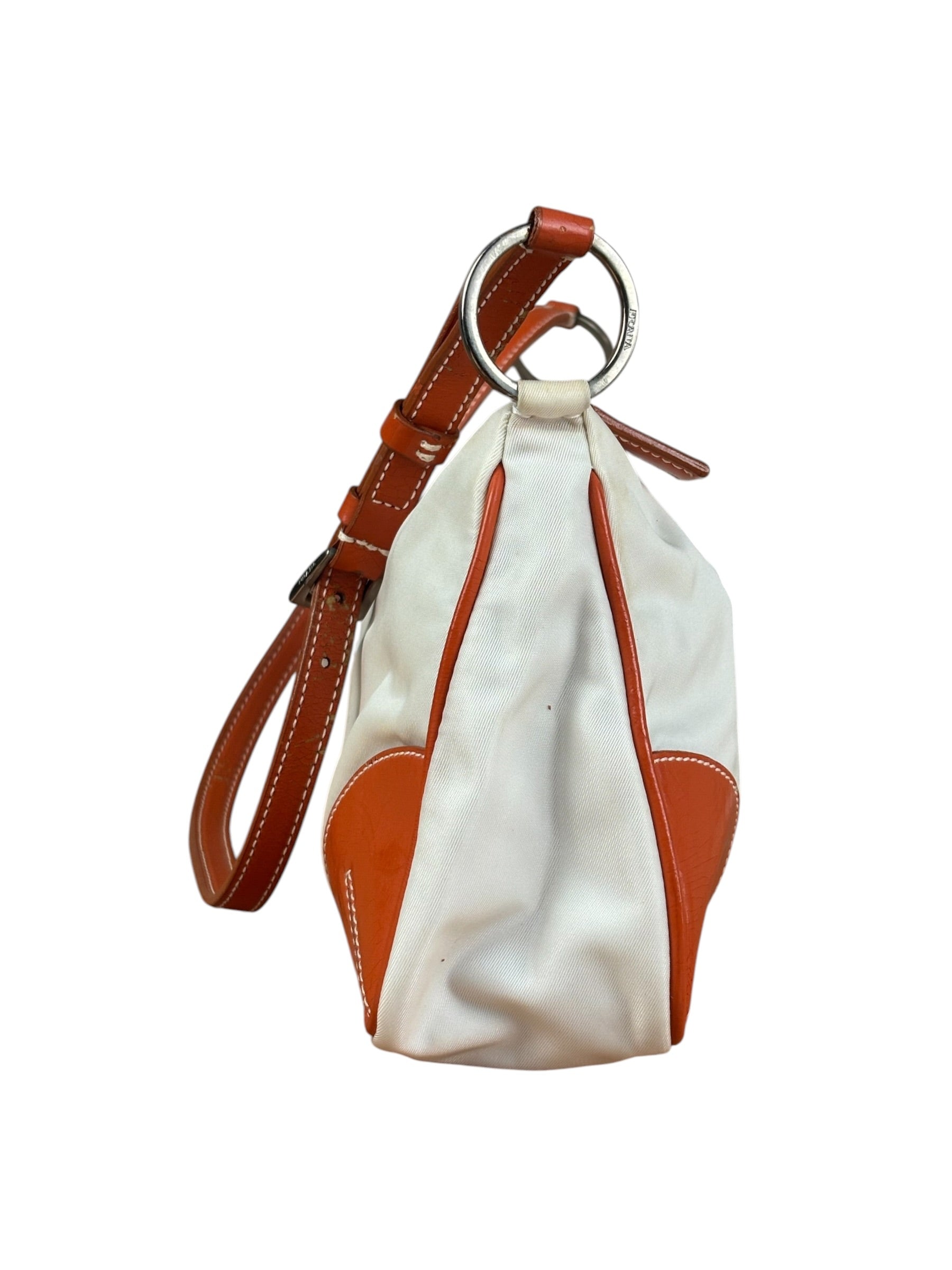 Prada Vintage Re-Edition Orange/White Tessuto Nylon Shoulder Bag