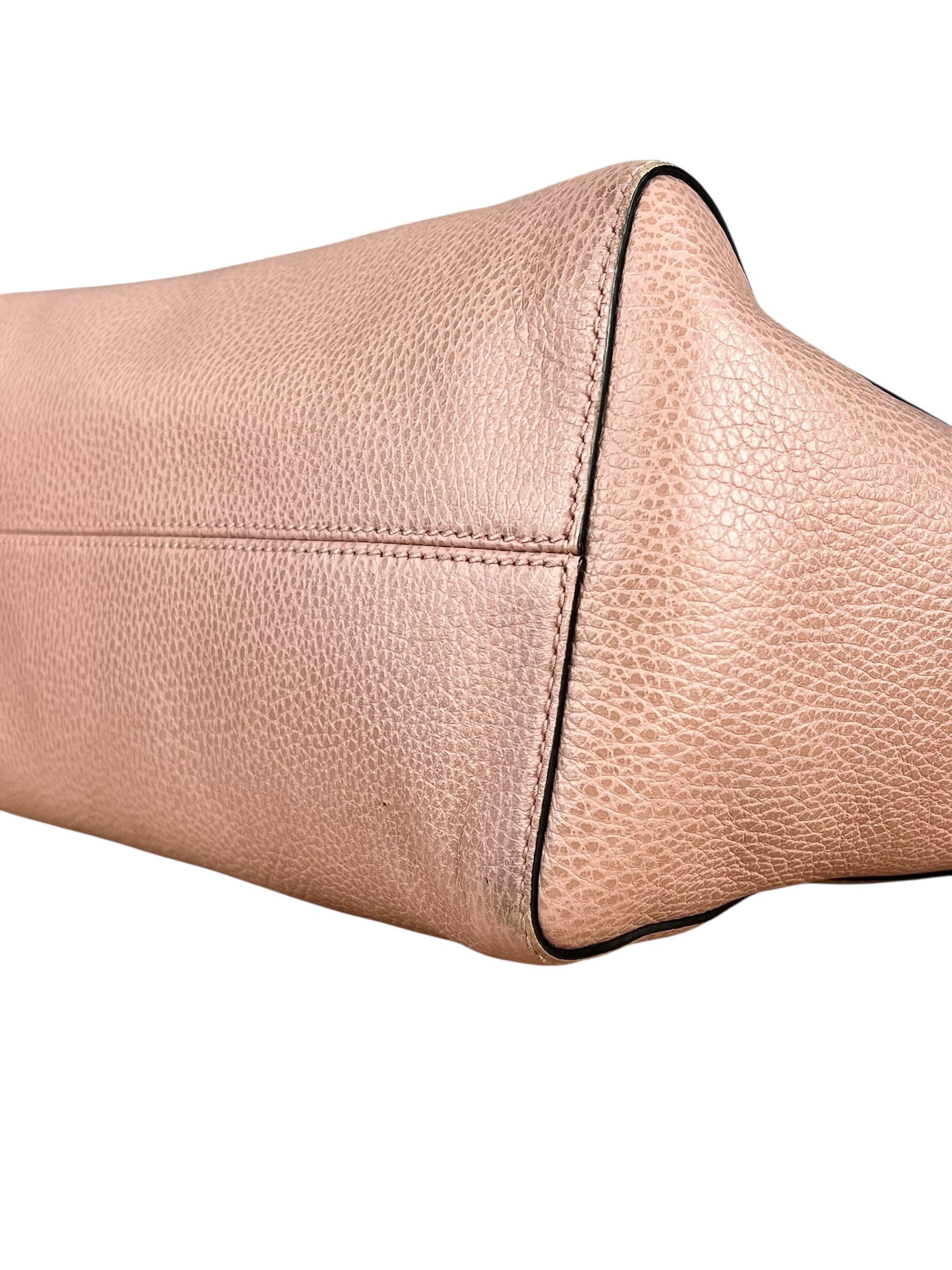 Gucci Pebbled Leather Swing Tote Pink