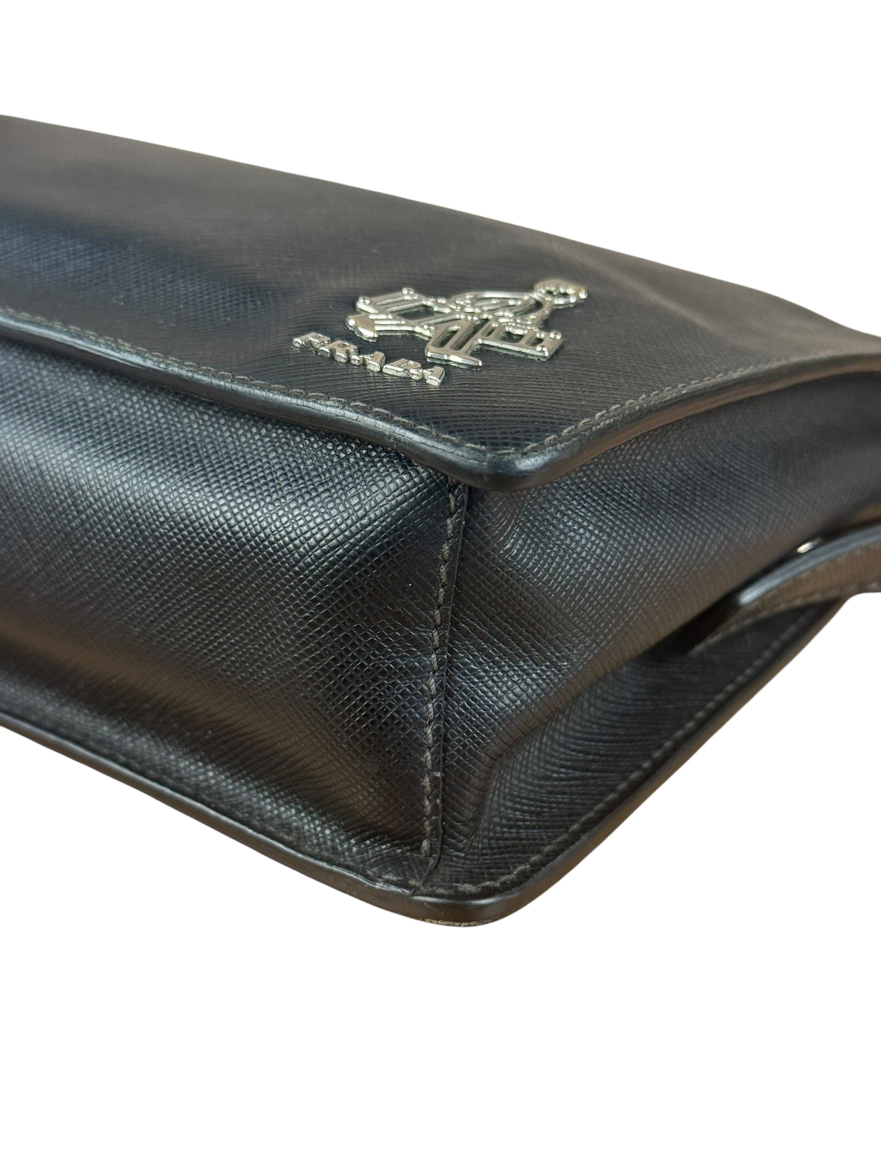 Prada Black Saffiano Bellhop Leather Travel Pouch