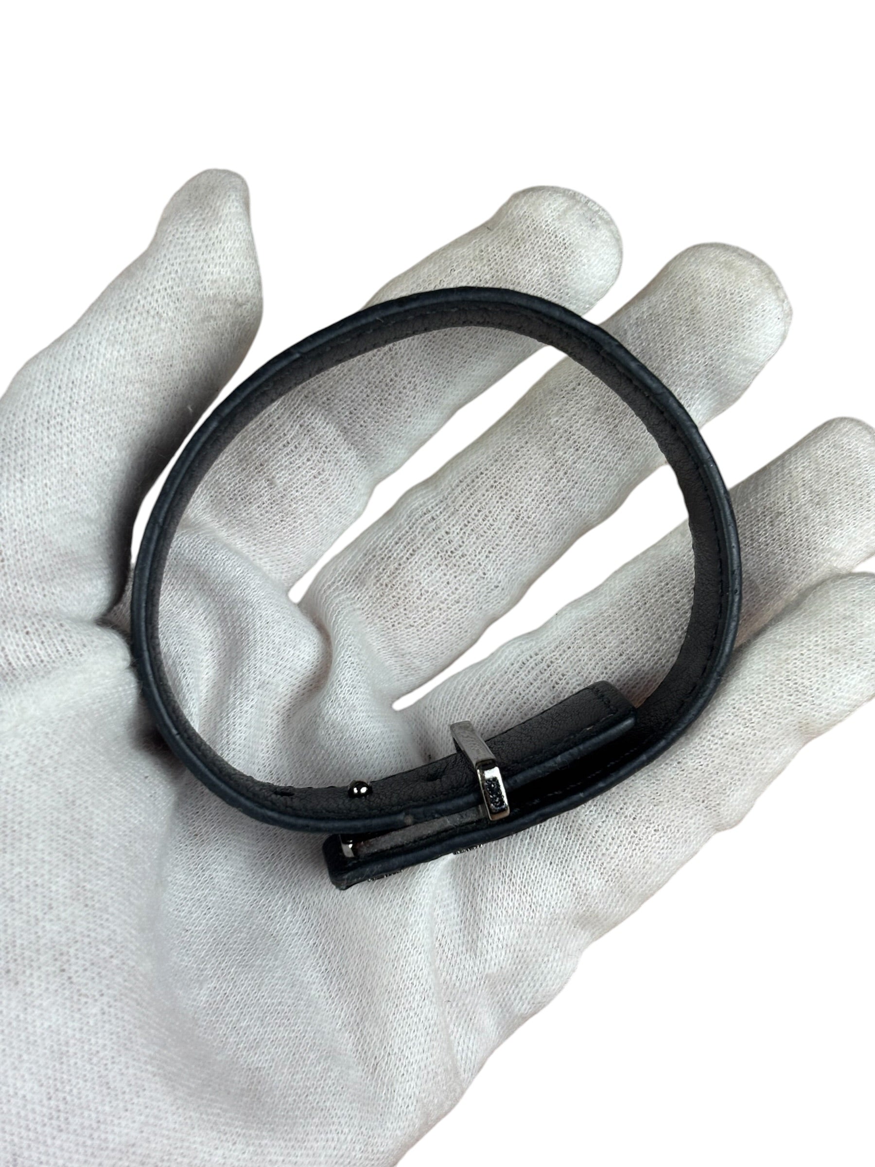 Louis Vuitton Dark Gray Leather Slim Bracelet