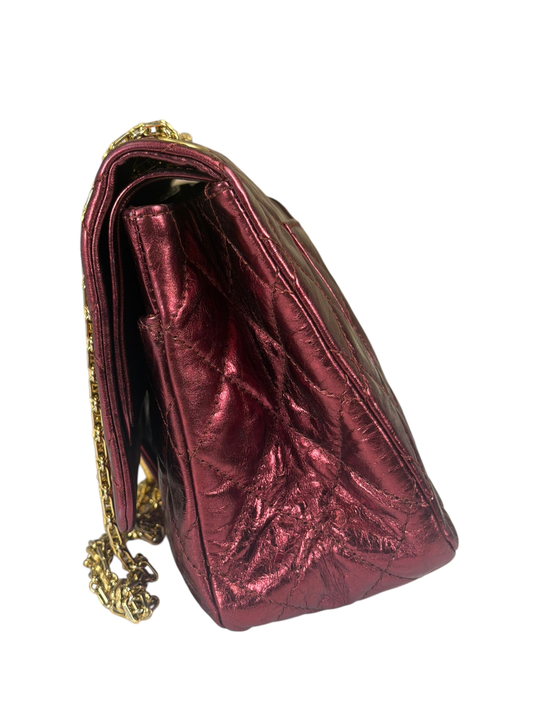 Chanel Patent Burgundy Quilted Leather 2.55 Reissue Double Flap Bag 2008