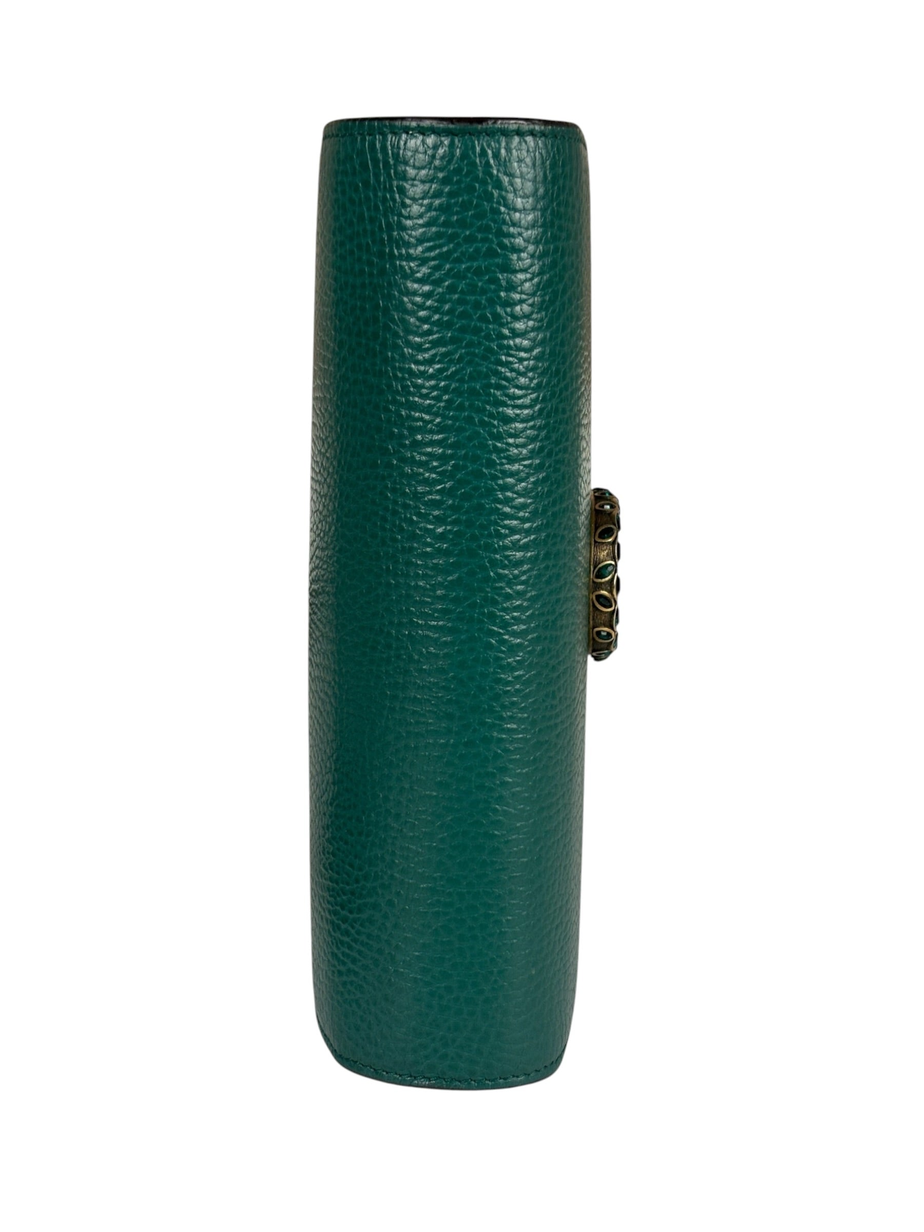 Gucci Green Leather Crystal Embellished Dionysus Chain Bag