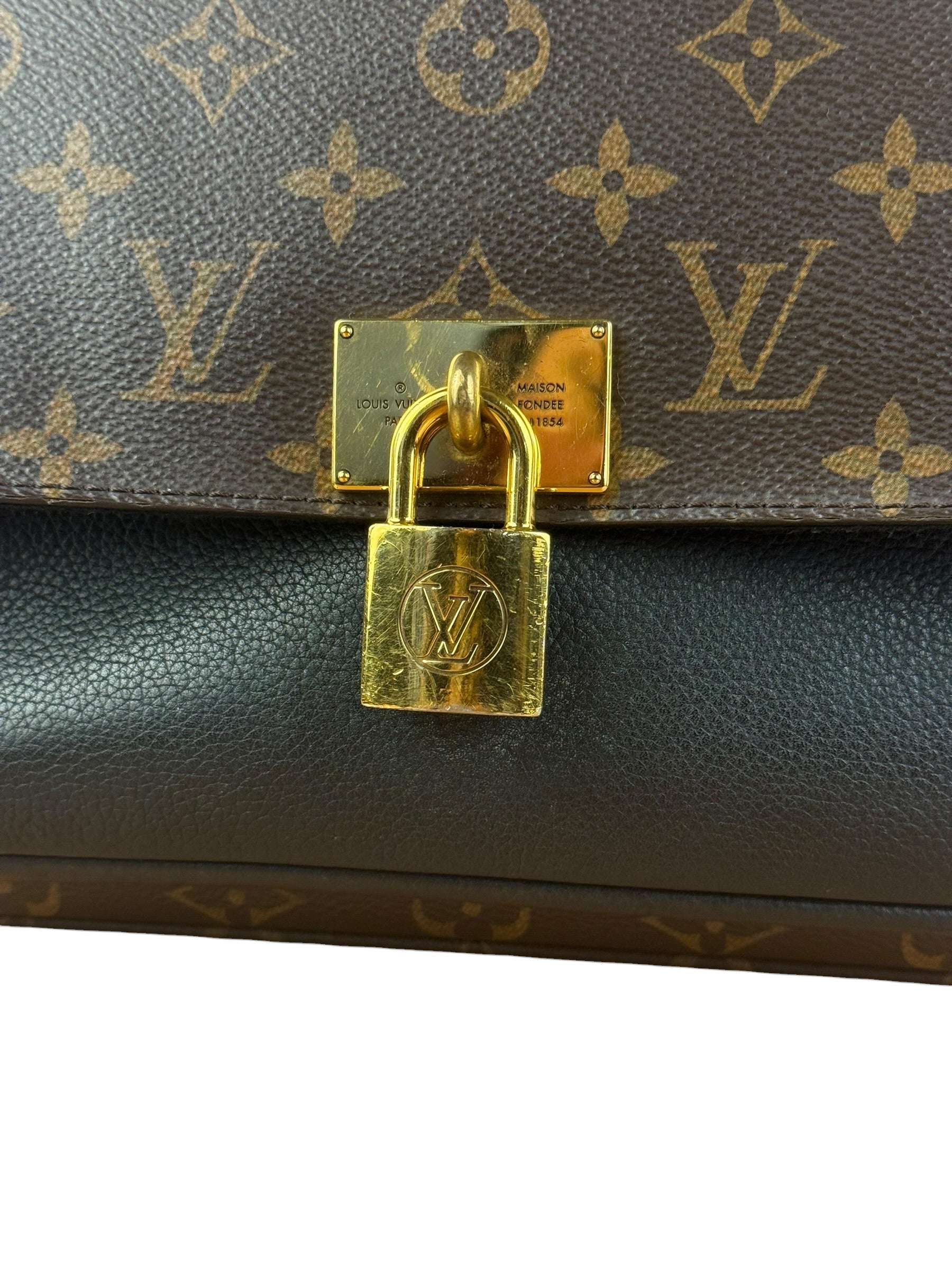 Louis Vuitton Black Leather/ Monogram Marignan 2Way Bag