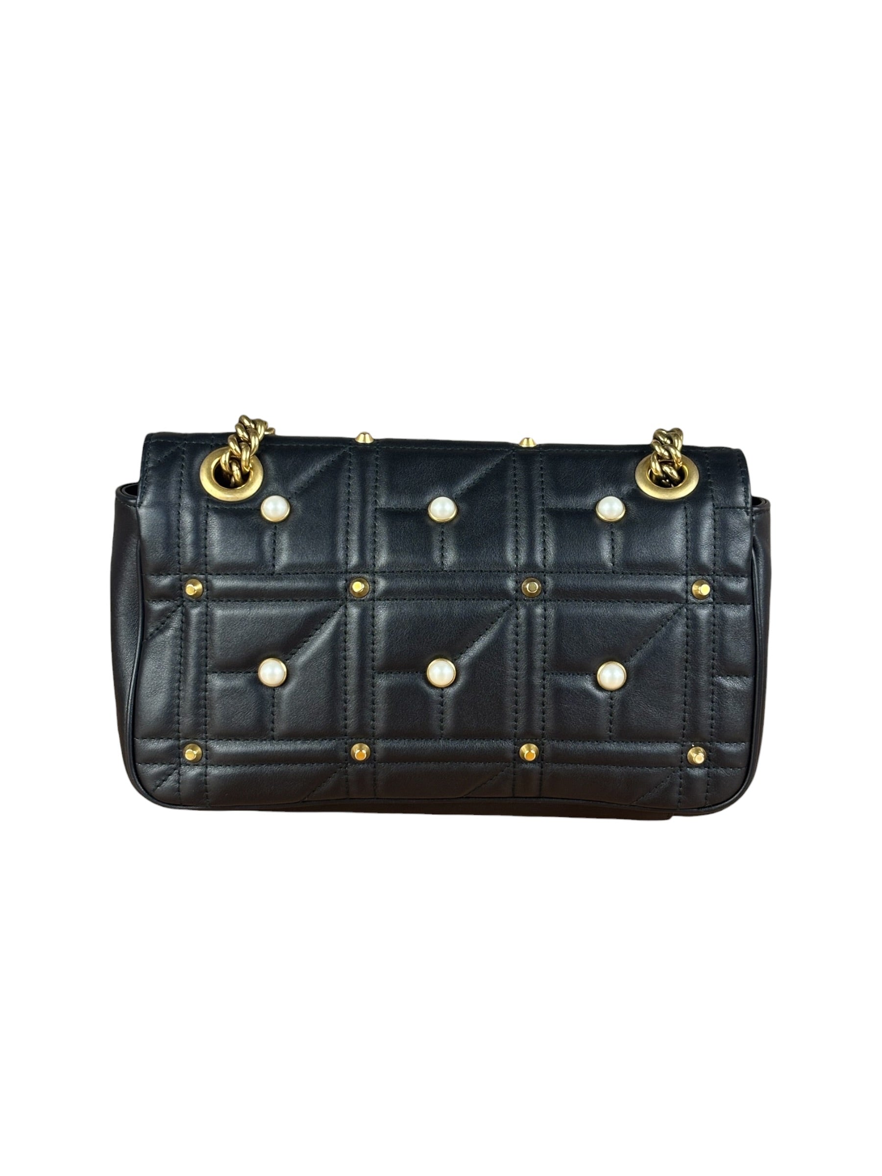 Gucci Black Pearly GG Marmont Flap Bag