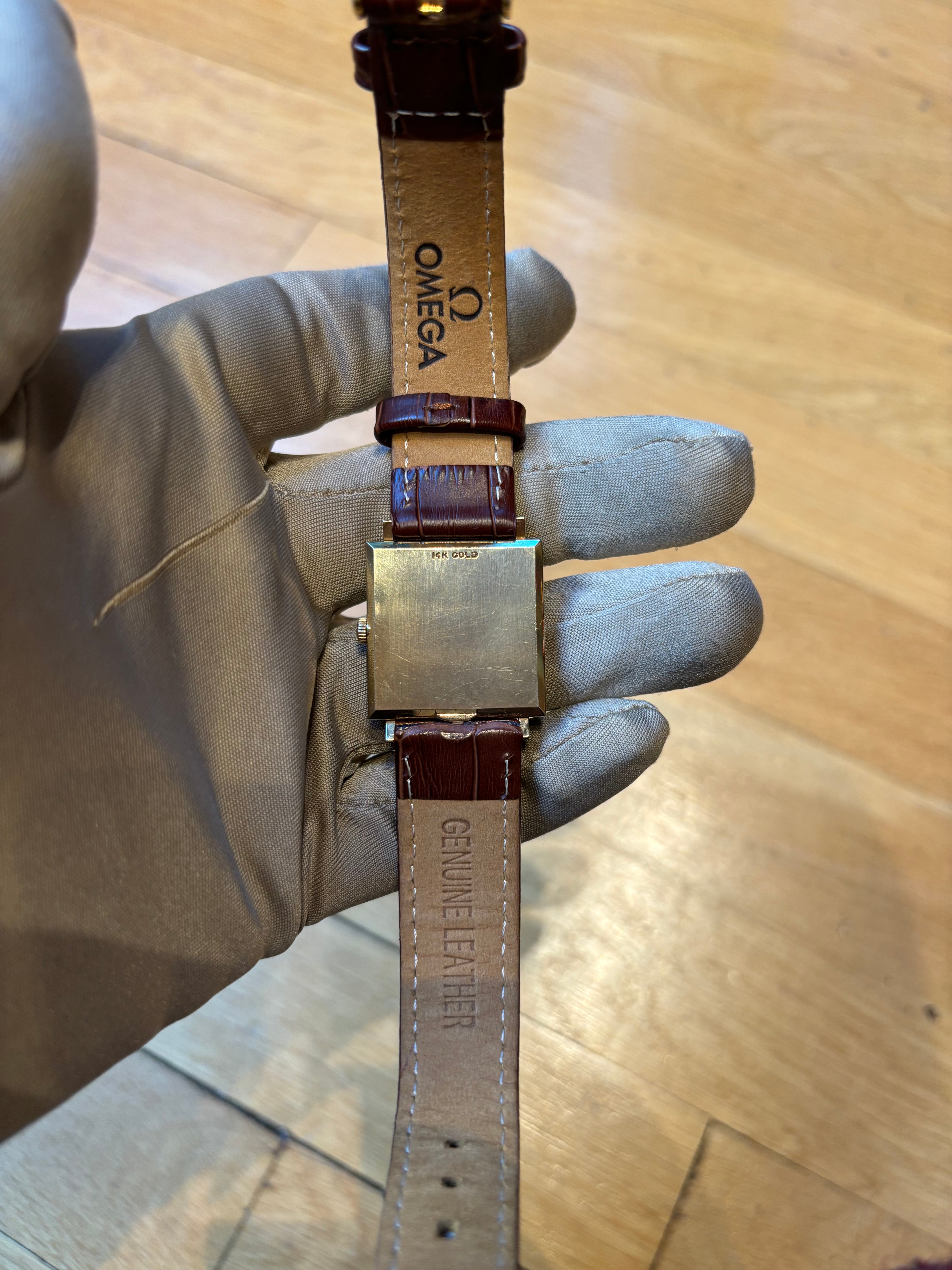 Omega Solid 14k Gold Square Dial