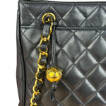 Chanel Black Lambskin Shopper Tote 90s