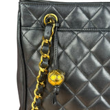 Chanel Black Lambskin Shopper Tote 90s