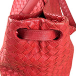 Bottega Veneta Red Leather Intrecciato Garda Woven Hobo Bag