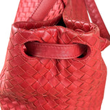 Bottega Veneta Red Leather Intrecciato Garda Woven Hobo Bag