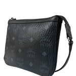 MCM Black Leather Visetos Monogram Pochette