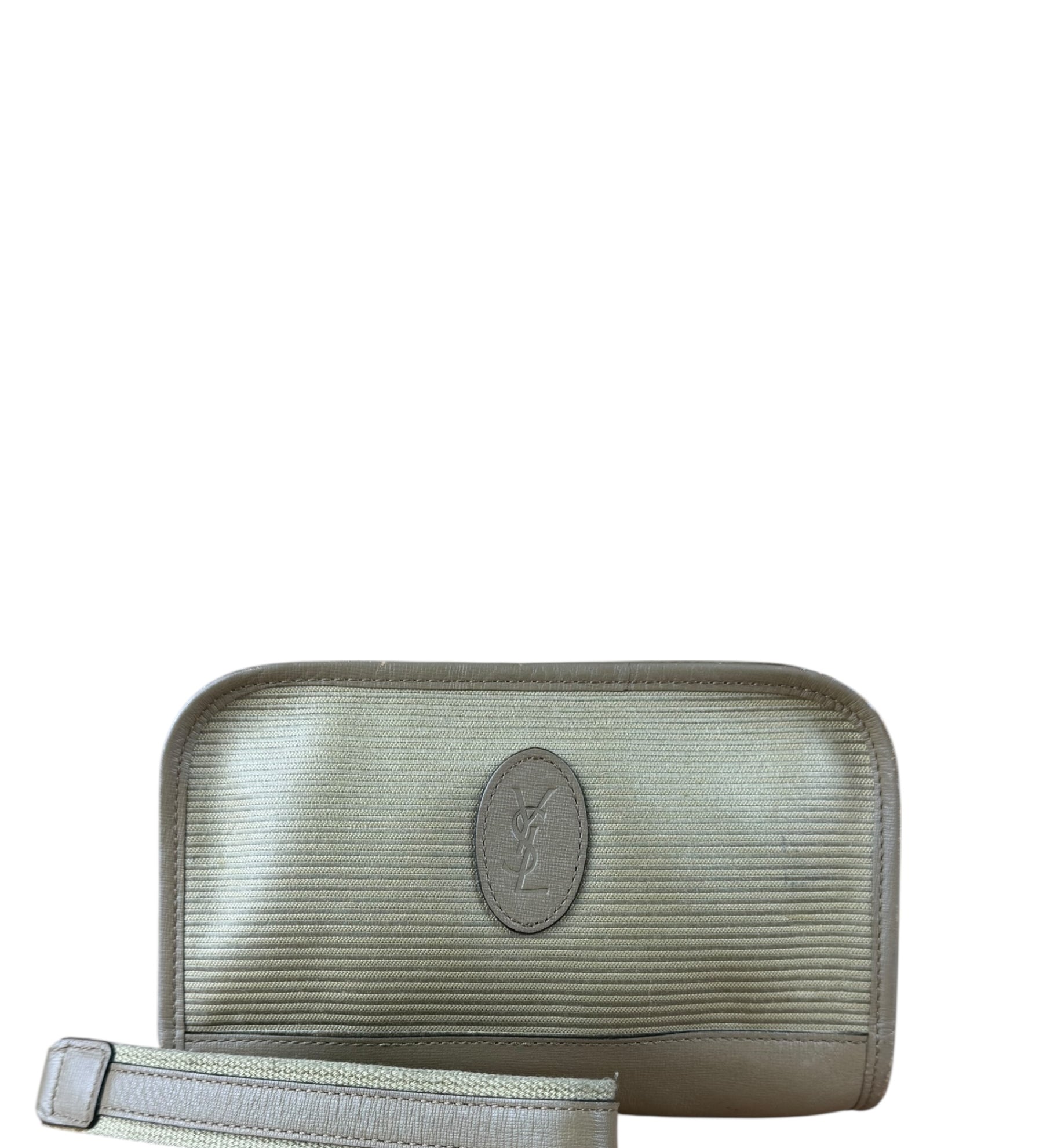 YSL Vintage Grey Leather Travel Pouch