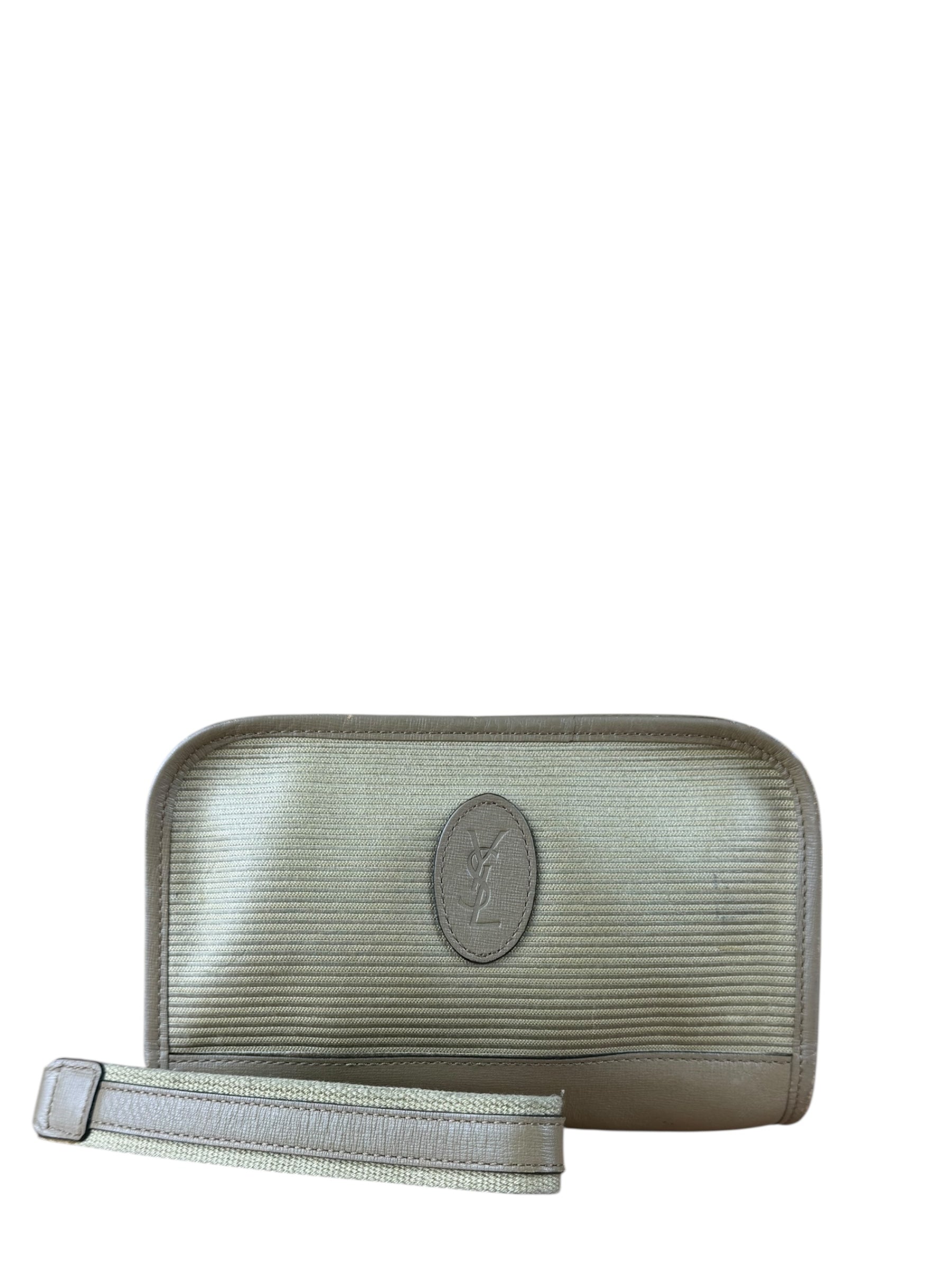 YSL Vintage Grey Leather Travel Pouch