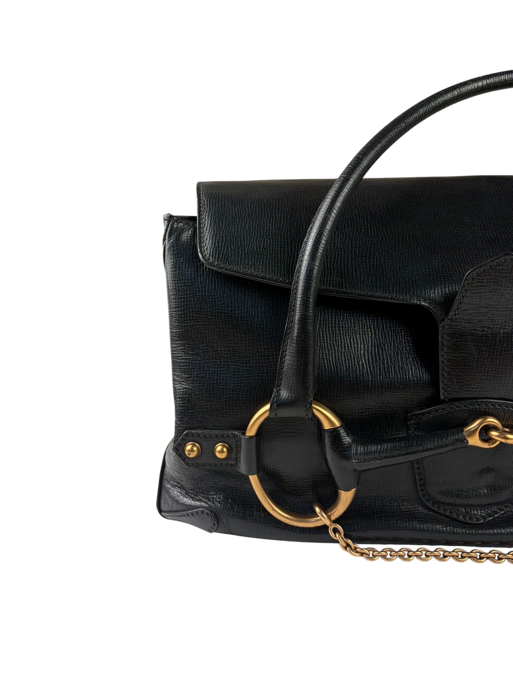 Gucci Vintage Black Horsebit Flap Bag
