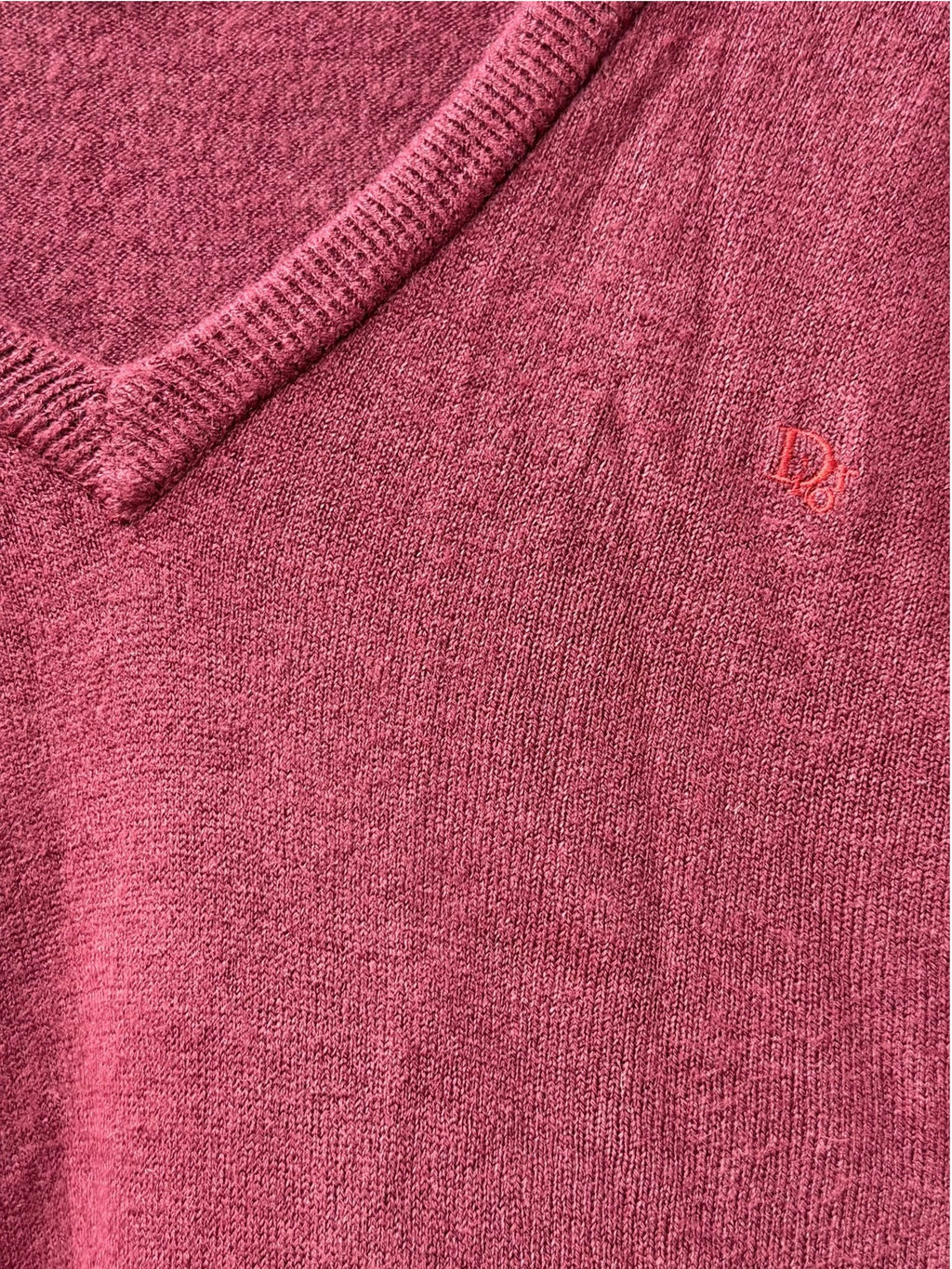 90s Christian Dior Burgundy Knit V-Neck Sweater