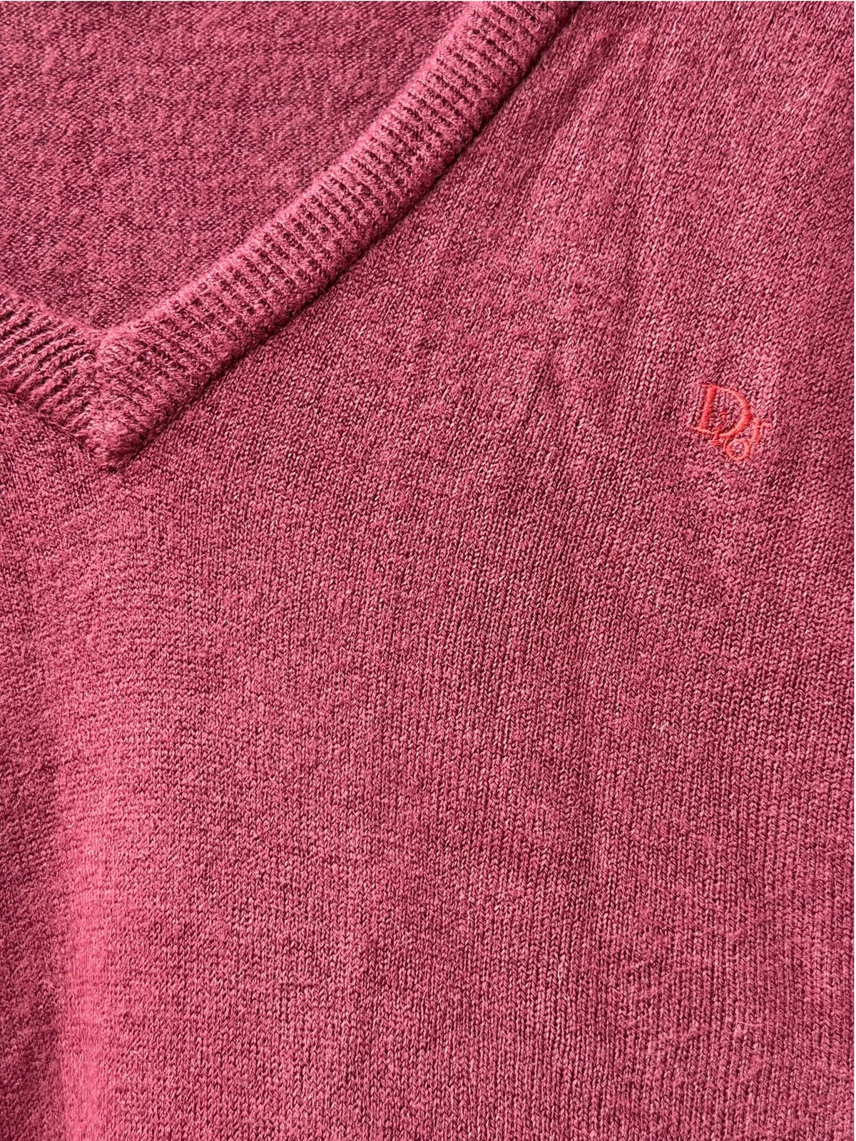 90s Christian Dior Burgundy Knit V-Neck Sweater