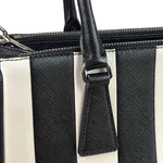 Prada Black/White Saffiano Leather Striped Two-Way Bag