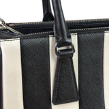 Prada Black/White Saffiano Leather Striped Two-Way Bag