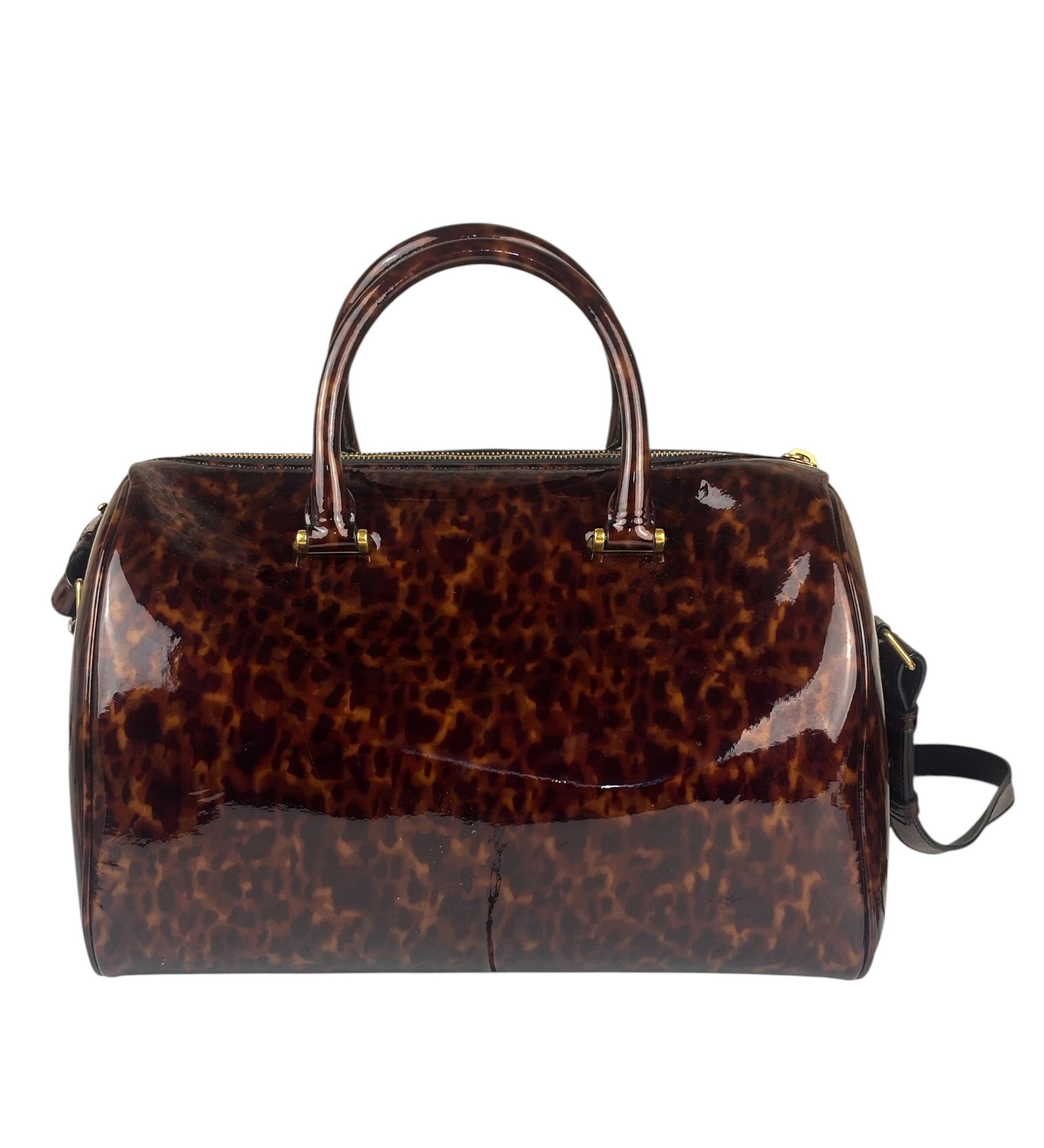 YSL Patent Leather Tortoise Shell Duffle