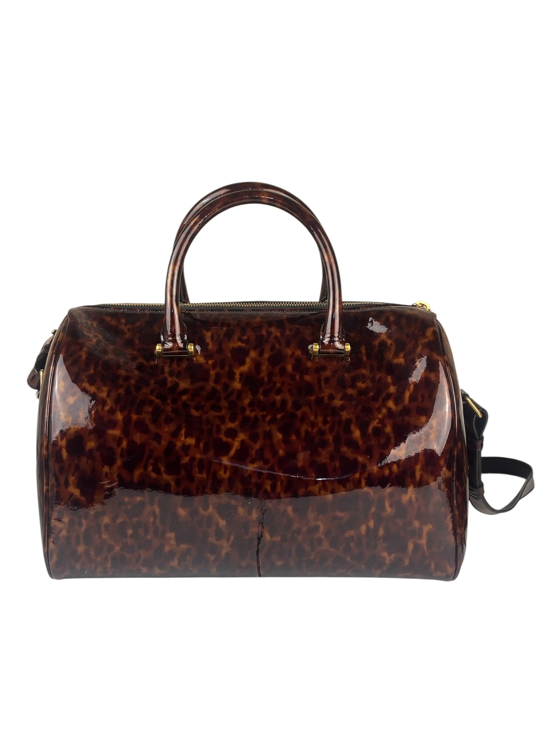 YSL Patent Leather Tortoise Shell Duffle