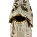Gucci GG Beige Raffia Marmont Snakeskin Trim Flap Bag