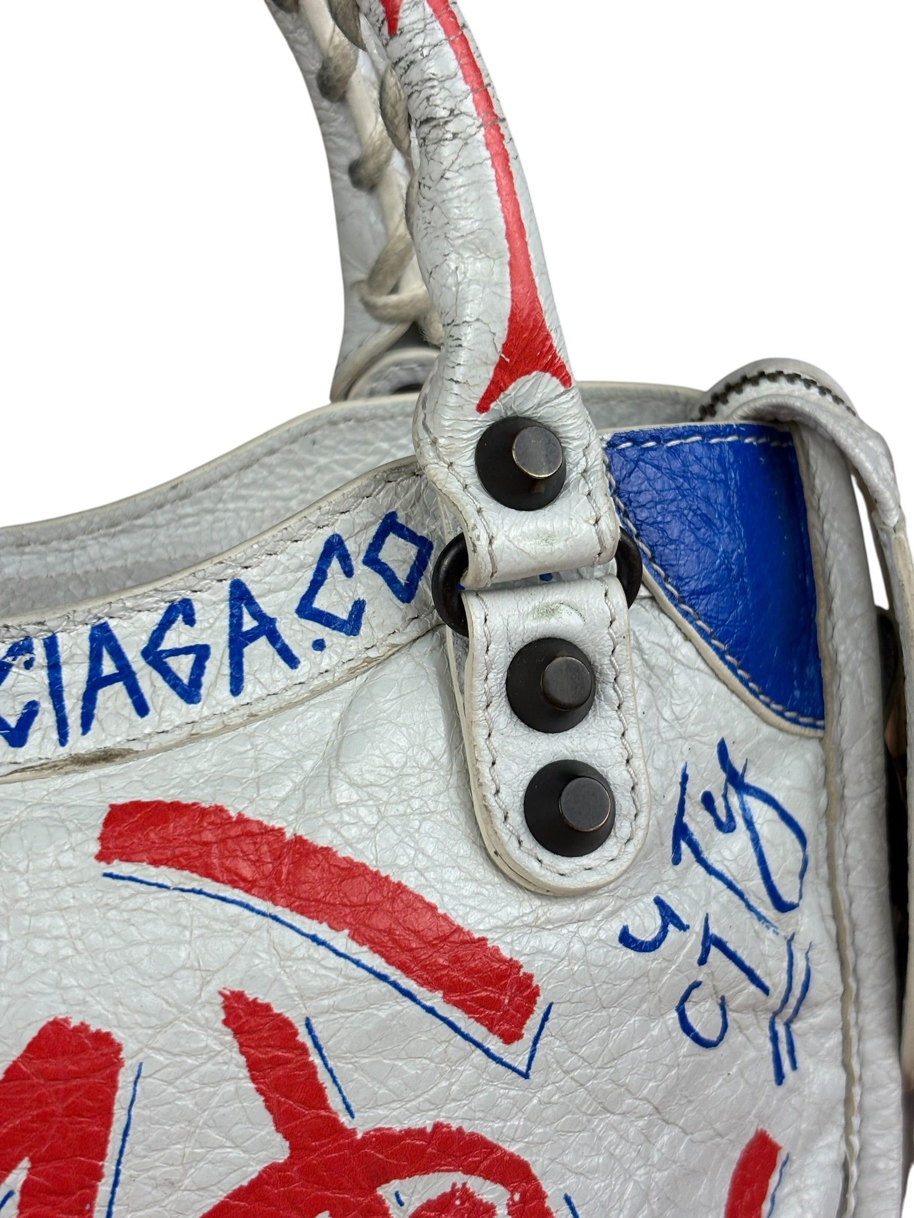 Balenciaga Mini White Graffiti Le City Bag