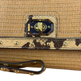 Coach Python-Trimmed Straw Natalie Wristlet