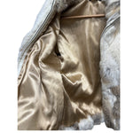 Diva Brown/White Zip-Up Rabbit Fur Jacket