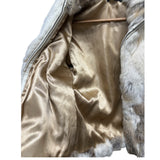 Diva Brown/White Zip-Up Rabbit Fur Jacket