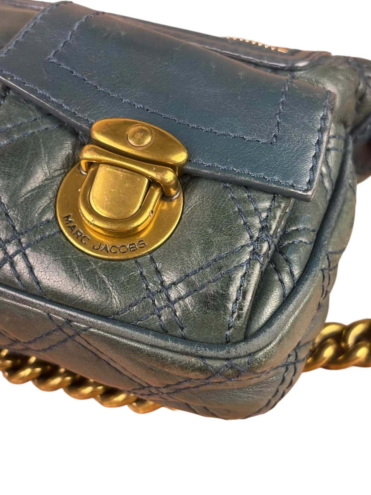 Marc Jacobs Green Quilted Leather Multipocket Shoulder Bag