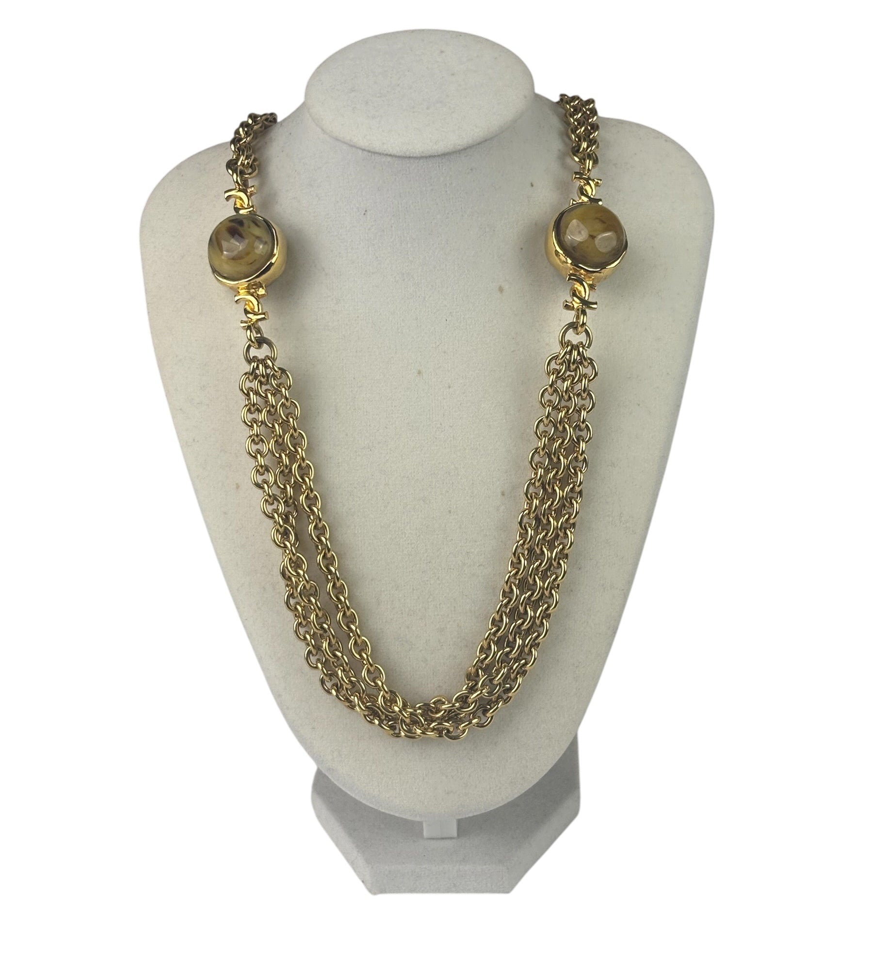 Chanel Vintage Multi-Chain Swirl Domed Ball Beads Necklaces