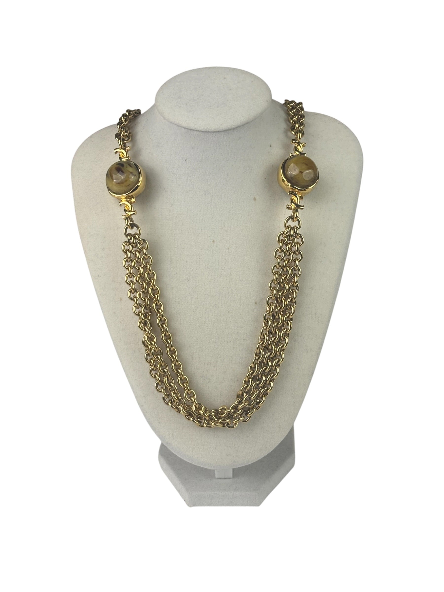 Chanel Vintage Multi-Chain Swirl Domed Ball Beads Necklaces