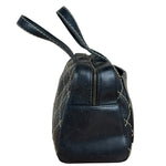 Chanel Vintage Black Leather Wild Stitch Bowler Shoulder Bag 2001
