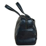 Chanel Vintage Black Leather Wild Stitch Bowler Shoulder Bag 2001