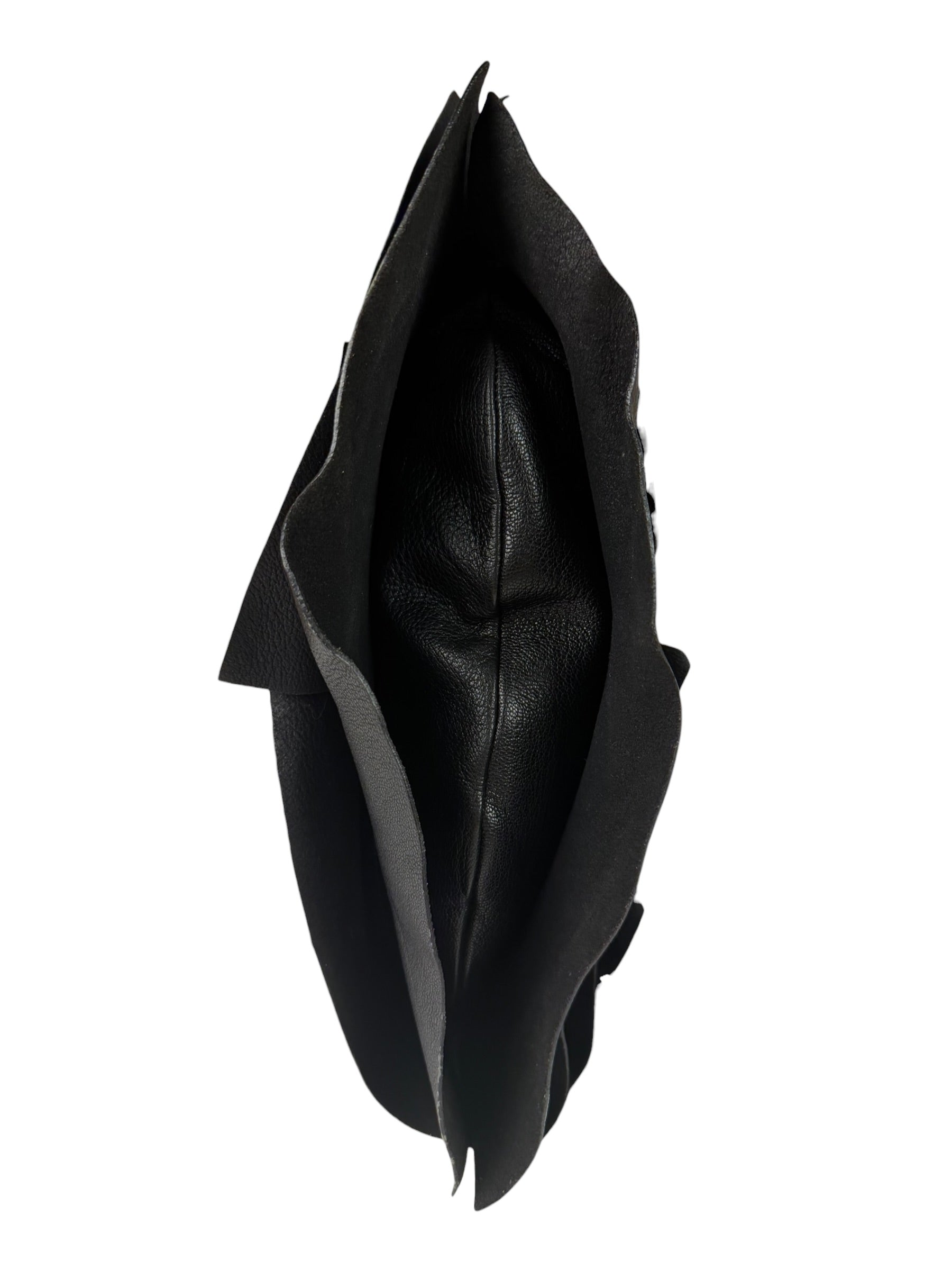 Yves Saint Laurent Black Leather St. Tropez Ruffled Hobo Bag