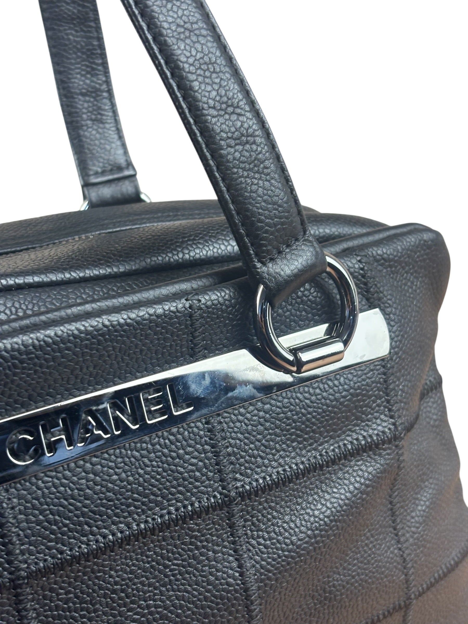 Chanel Black Leather Chocolate Bar Shoulder Bag 2004