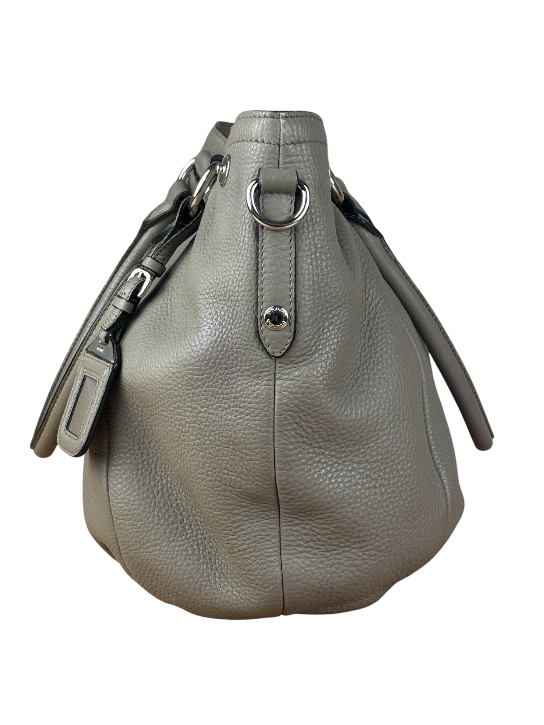 Prada Grey Vitello Daino Leather 2Way Handbag